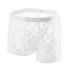 white Erotic Lace Boxers: Sexy Men's Lace Lingerie & Underwear - pridevoyageshop.com - gay men’s underwear and swimwear