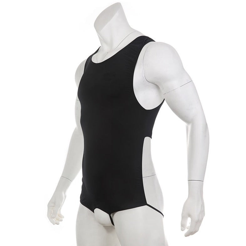 black Gay Bodysuit and Singlet | Show It Off Blackless Bodysuit - Men's Singlets, Bodysuits, Leotard & Unitard - pridevoyageshop.com