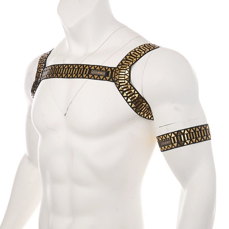 Pharaoh's Pleasure Metallic Chest Harness | Gay Harness- pridevoyageshop.com - gay men’s harness, lingerie and fetish wear