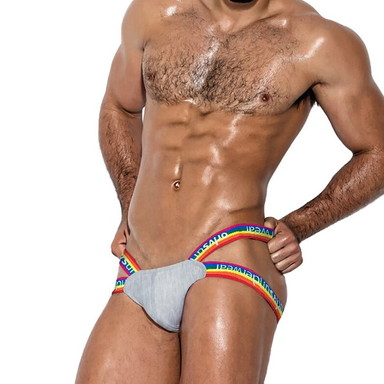 hot gay man in gray Gay Jockstraps: Jock Strap Wrestling & Pride Jockstrap- pridevoyageshop.com - gay men’s underwear and swimwear