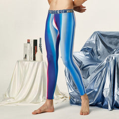 sexy gay man in Tidal blue Gay Leggings | Seobean Aurora Gradient Workout Leggings - pridevoyageshop.com - gay men’s underwear and activewear