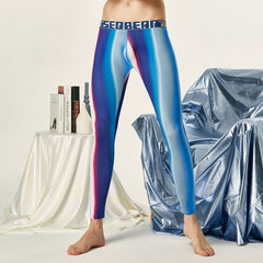 sexy gay man in Tidal blue Gay Leggings | Seobean Aurora Gradient Workout Leggings - pridevoyageshop.com - gay men’s underwear and activewear