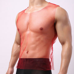 sexy gay man in red Gay Tops | Men's Ultra-thin Transparent Tank Top - pridevoyageshop.com - gay men’s gym tank tops, mesh tank tops and activewear