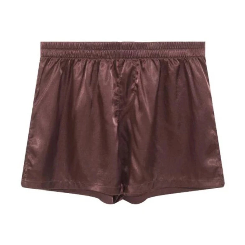 coffee Men's Ice Silk Lounge Shorts - pridevoyageshop.com - gay men’s underwear and swimwear