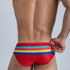 hot gay man in red Gay Swimwear | Vibrant Stripes Swim Briefs- pridevoyageshop.com - gay men’s underwear and swimwear