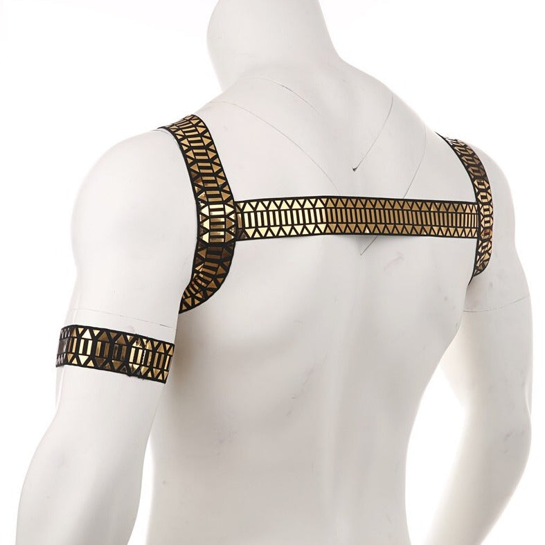 Pharaoh's Pleasure Metallic Chest Harness | Gay Harness- pridevoyageshop.com - gay men’s harness, lingerie and fetish wear