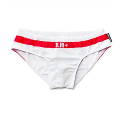 red DM Gay Men's Position Swim Briefs - pridevoyageshop.com - gay men’s underwear and swimwear