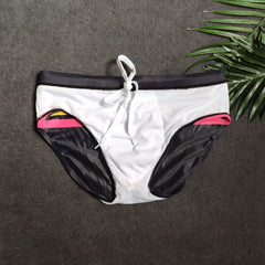 details of black Gay Swimwear | Vibrant Stripes Swim Briefs- pridevoyageshop.com - gay men’s underwear and swimwear