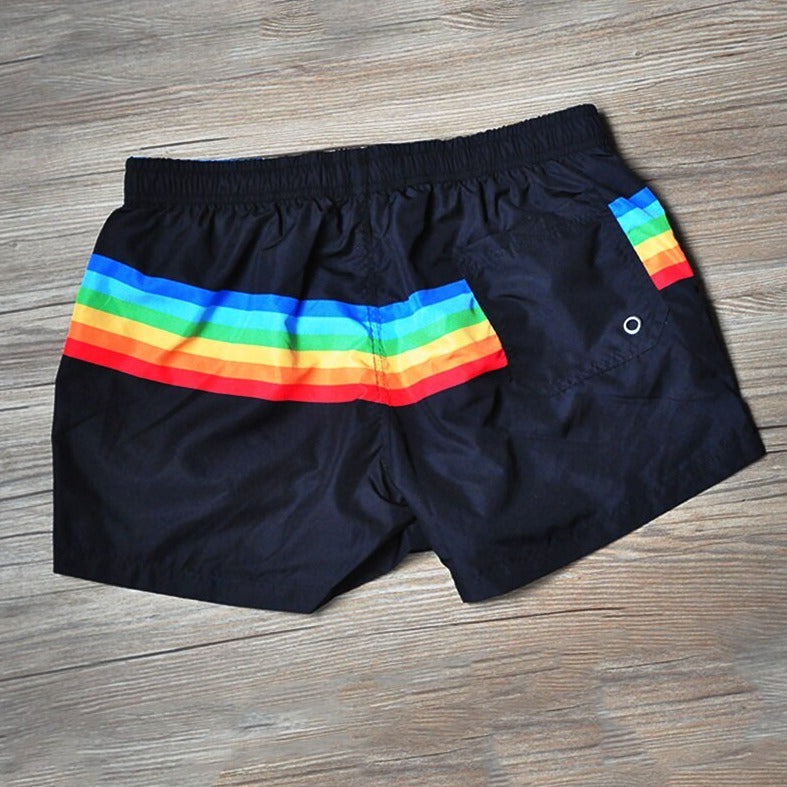 details of Gay Shorts | Men's Rainbow Gym Shorts - Men's Activewear, gym short, running shorts- pridevoyageshop.com