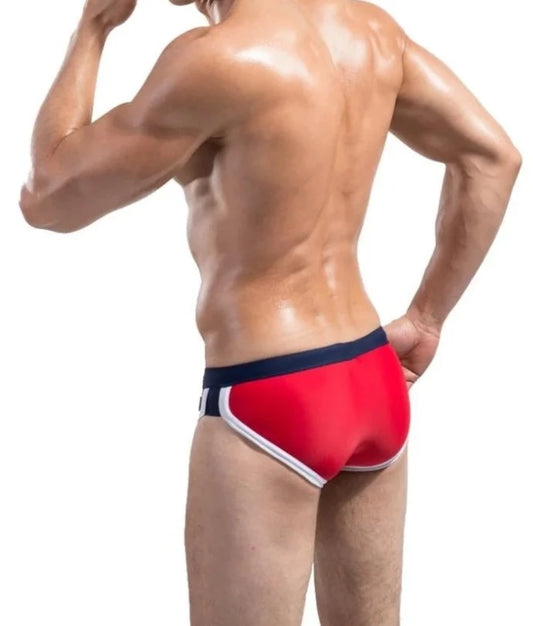 a hot gay man in red DESMIIT Retro Swim Briefs - pridevoyageshop.com - gay men’s underwear and swimwear