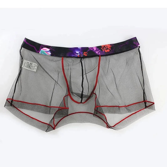 black Gay Men's Transparent Sheer Boxer Briefs - pridevoyageshop.com - gay men’s underwear and swimwear