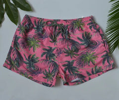 details of pink Palm Trees Board Shorts - pridevoyageshop.com - gay men’s underwear and swimwear