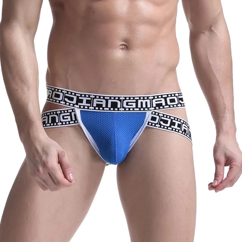 a hot gay man in blue Gay Men's Movie Strip Jockstrap - pridevoyageshop.com - gay men’s underwear and swimwear