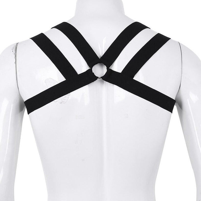 black Elastic Double Strap Shoulder Chest Harness | Gay Harness- pridevoyageshop.com - gay men’s harness, lingerie and fetish wear