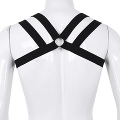 black Elastic Double Strap Shoulder Chest Harness | Gay Harness- pridevoyageshop.com - gay men’s harness, lingerie and fetish wear