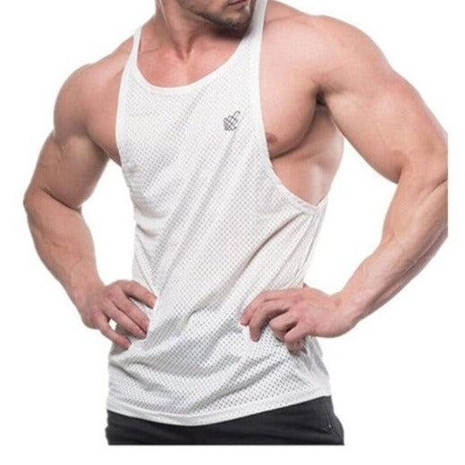 sexy gay man in white Gay Tops | Mens Breathable Mesh Gyms Tank Tops - pridevoyageshop.com - gay men’s gym tank tops, mesh tank tops and activewear