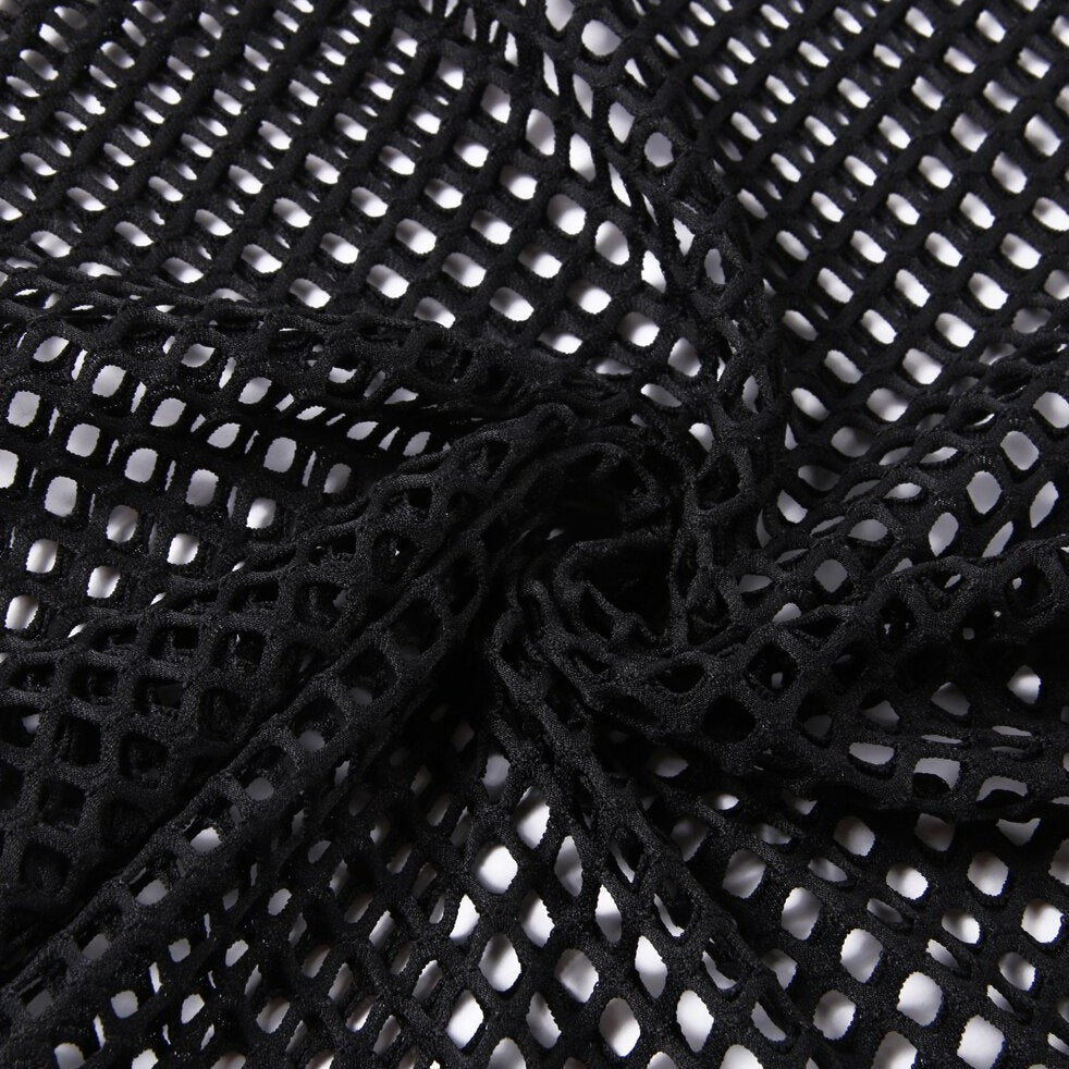 details of Gay Men Fashion | Men's Black Mesh Tank Top: Fishnet Tank for Men- pridevoyageshop.com - gay men’s harness, lingerie and fetish wear