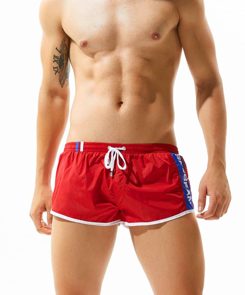 sexy gay man in red Gay Shorts | Seobean Mens Gym Shorts - Men's Activewear, gym short, sport shorts, running shorts- pridevoyageshop.com