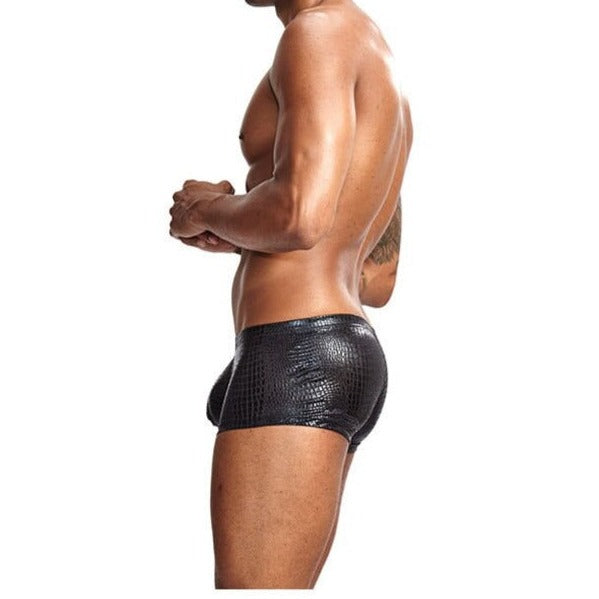 hot gay man in black Men's Shimmer Snakeskin Pouch Boxers | Gay Underwear- pridevoyageshop.com - gay men’s underwear and swimwear