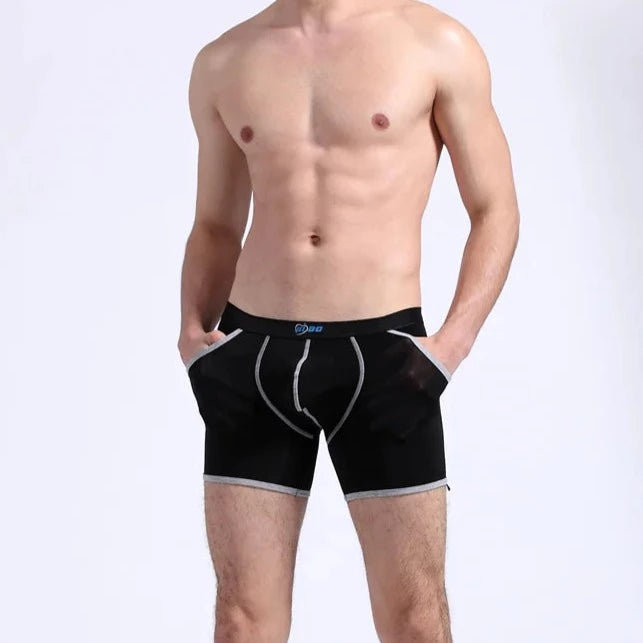 a hot gay man in black AIBC Men's Pocketed Ice Silk Boxer Briefs - pridevoyageshop.com - gay men’s underwear and swimwear