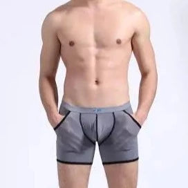 a hot gay man in dark gray AIBC Men's Pocketed Ice Silk Boxer Briefs - pridevoyageshop.com - gay men’s underwear and swimwear