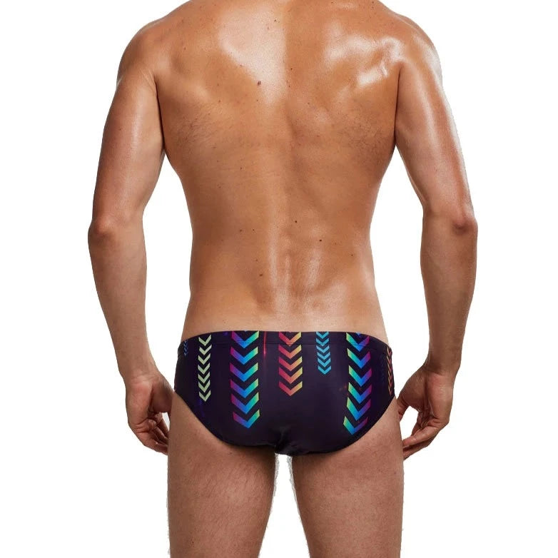 a sexy gay man in Men's Patterned Swim Briefs - pridevoyageshop.com - gay men’s underwear and swimwear