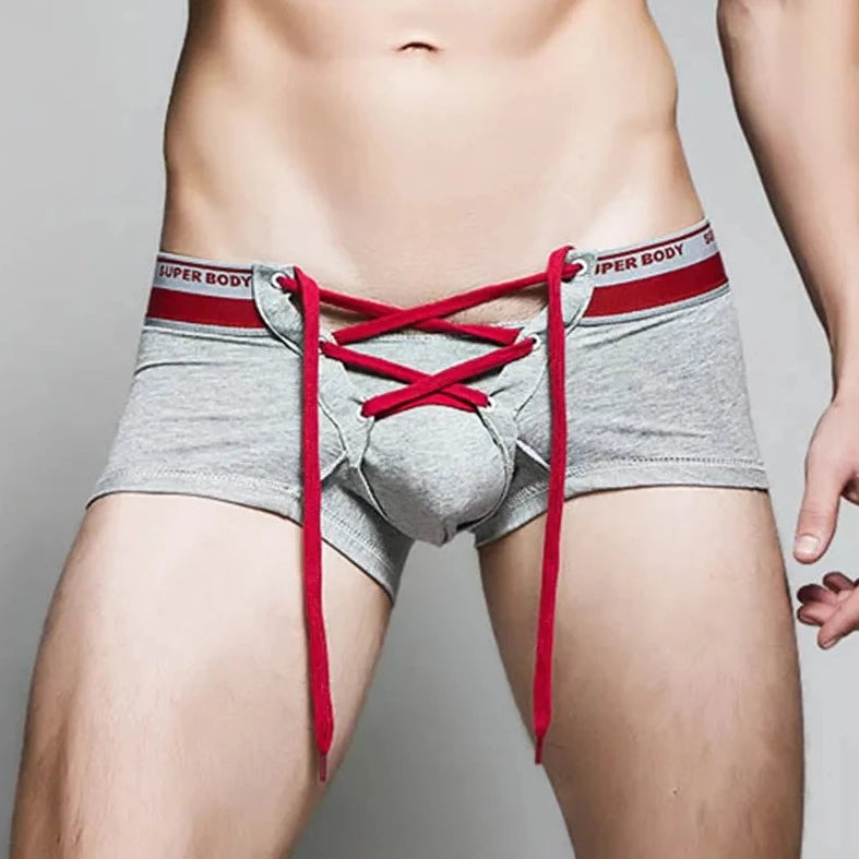 gray SUPERBODY Athletic Laced Boxer Briefs - pridevoyageshop.com - gay men’s underwear and swimwear