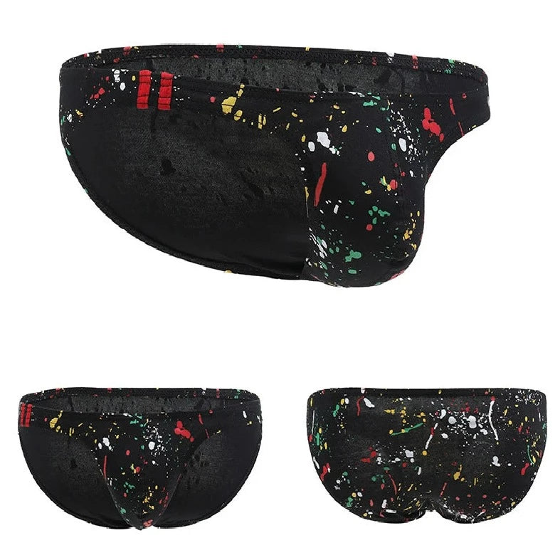 black Gay Men's Graffiti Skinny Briefs - pridevoyageshop.com - gay men’s underwear and swimwear