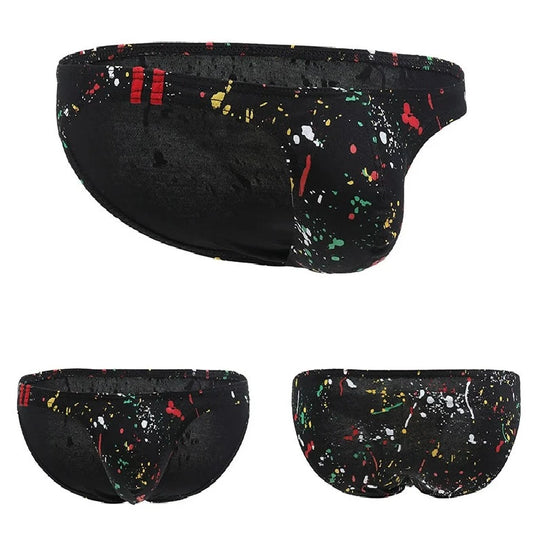 black Gay Men's Graffiti Skinny Briefs - pridevoyageshop.com - gay men’s underwear and swimwear