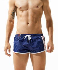 sexy gay man in dark blue Gay Shorts | Seobean Mens Gym Shorts - Men's Activewear, gym short, sport shorts, running shorts- pridevoyageshop.com