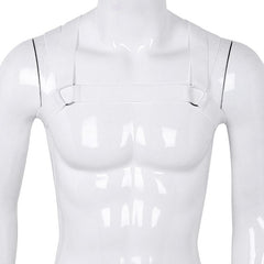 white Elastic Double Strap Shoulder Chest Harness | Gay Harness- pridevoyageshop.com - gay men’s harness, lingerie and fetish wear
