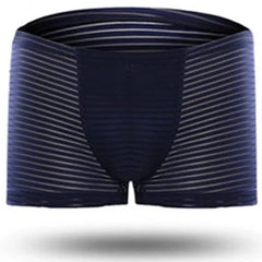 dark blue Men's Silky Striped Sheer Boxers - pridevoyageshop.com - gay men’s underwear and swimwear