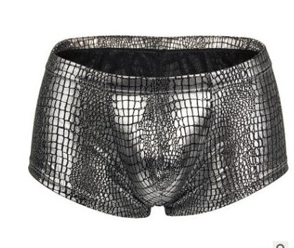 silver Men's Shimmer Snakeskin Pouch Boxers | Gay Underwear- pridevoyageshop.com - gay men’s underwear and swimwear
