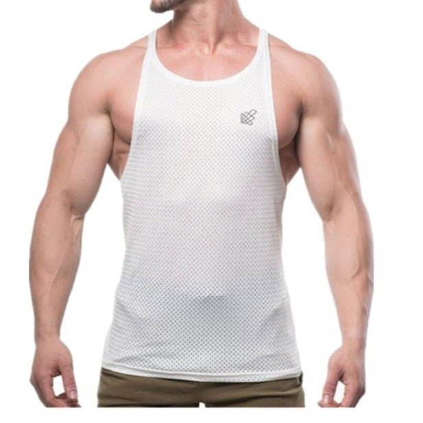 sexy gay man in white Gay Tops | Mens Breathable Mesh Gyms Tank Tops - pridevoyageshop.com - gay men’s gym tank tops, mesh tank tops and activewear