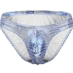 sky blue Men's Shimmer Snakeskin Pouch Briefs - pridevoyageshop.com - gay men’s underwear and swimwear