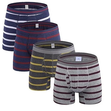 Men's Long Boxer Briefs Striped 4-Pack - pridevoyageshop.com - gay men’s underwear and swimwear