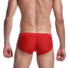 a sexy gay man in red Men's Athletic Square Cut Swim Trunks - pridevoyageshop.com - gay men’s underwear and swimwear