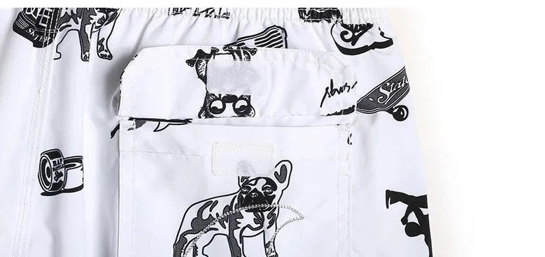 details of Vacation Doodle Board Shorts - pridevoyageshop.com - gay men’s underwear and swimwear