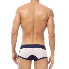 a sexy gay man in white ORLVS Square Cut Mesh Boxer Briefs - pridevoyageshop.com - gay men’s underwear and swimwear