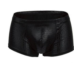black Men's Shimmer Snakeskin Pouch Boxers | Gay Underwear- pridevoyageshop.com - gay men’s underwear and swimwear