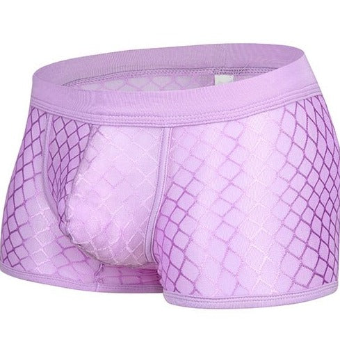 light purple Men's Sexy Transparent Mesh Boxers | Gay Underwear- pridevoyageshop.com - gay men’s underwear and swimwear