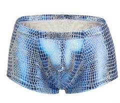 blue Men's Shimmer Snakeskin Pouch Boxers | Gay Underwear- pridevoyageshop.com - gay men’s underwear and swimwear