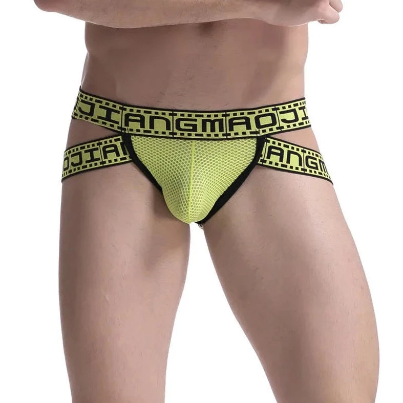 a hot gay man in yellow Gay Men's Movie Strip Jockstrap - pridevoyageshop.com - gay men’s underwear and swimwear