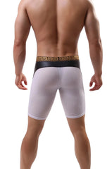 a sexy gay man in white Men's Tight Fitness Mesh Long Boxer Briefs - pridevoyageshop.com - gay men’s underwear and swimwear