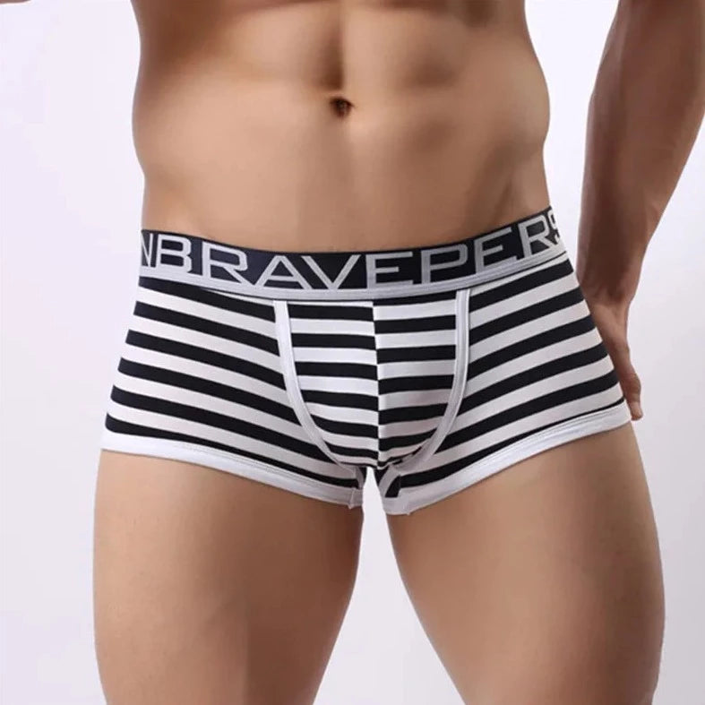 black Brave Person Men's Striped Boxer Briefs - pridevoyageshop.com - gay men’s underwear and swimwear