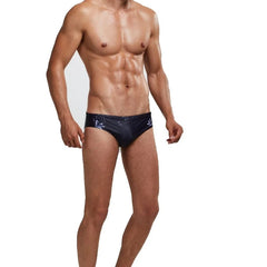 a sexy gay man in Men's Patterned Swim Briefs - pridevoyageshop.com - gay men’s underwear and swimwear