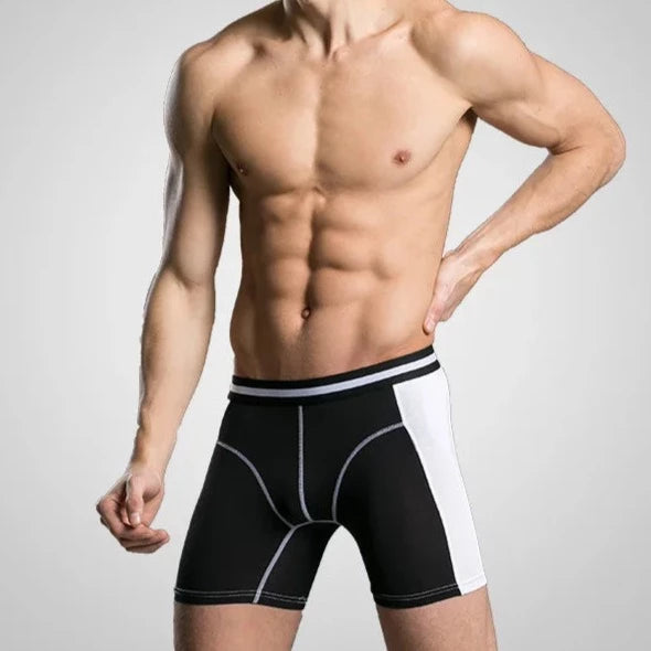 a sexy gay man in black Modal Long Athletic Boxer Briefs - pridevoyageshop.com - gay men’s underwear and swimwear