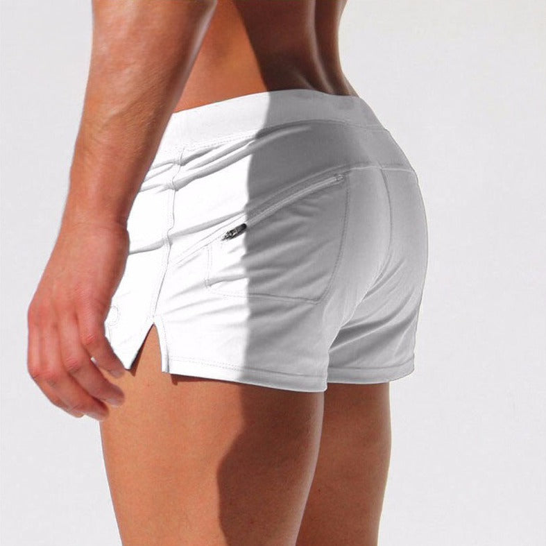 hot gay man in white Gay Swimwear & Beachwear | Men's Square Cut Swim Trunks- pridevoyageshop.com - gay men’s underwear and swimwear