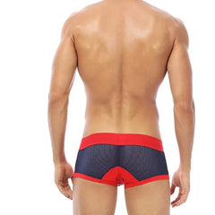 a sexy gay man in blue ORLVS Square Cut Mesh Boxer Briefs - pridevoyageshop.com - gay men’s underwear and swimwear