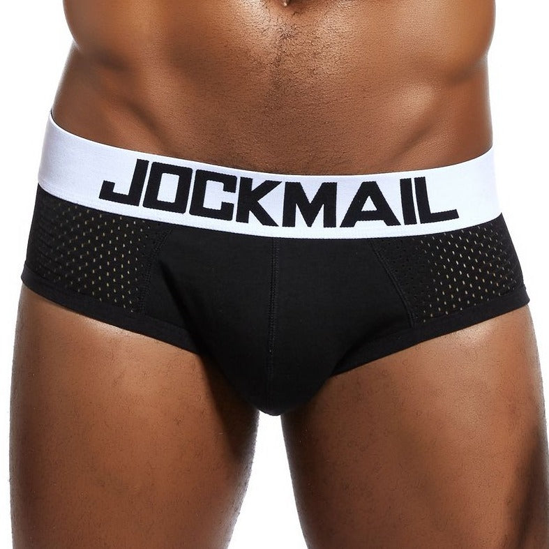 black Jockmail mesh Briefs | Gay Mens Underwear- pridevoyageshop.com - gay men’s underwear and swimwear